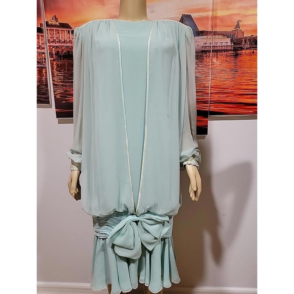 Lillie Rubin Connoisseur Collection Sz 12 Vintage Women's Dress In Moss Green #4